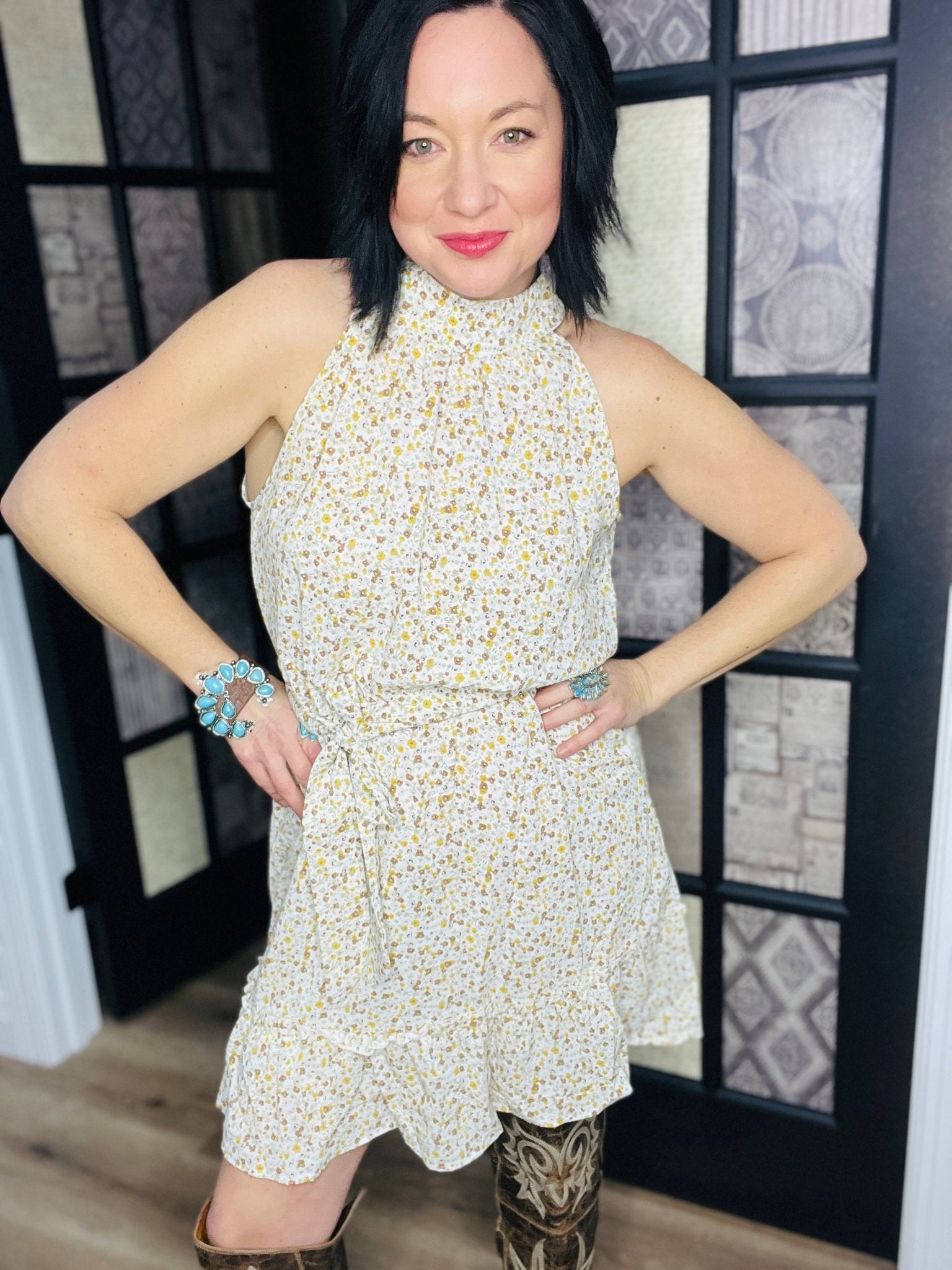 Sedona Floral Halter Dress - Roaming Gypsy Boutique