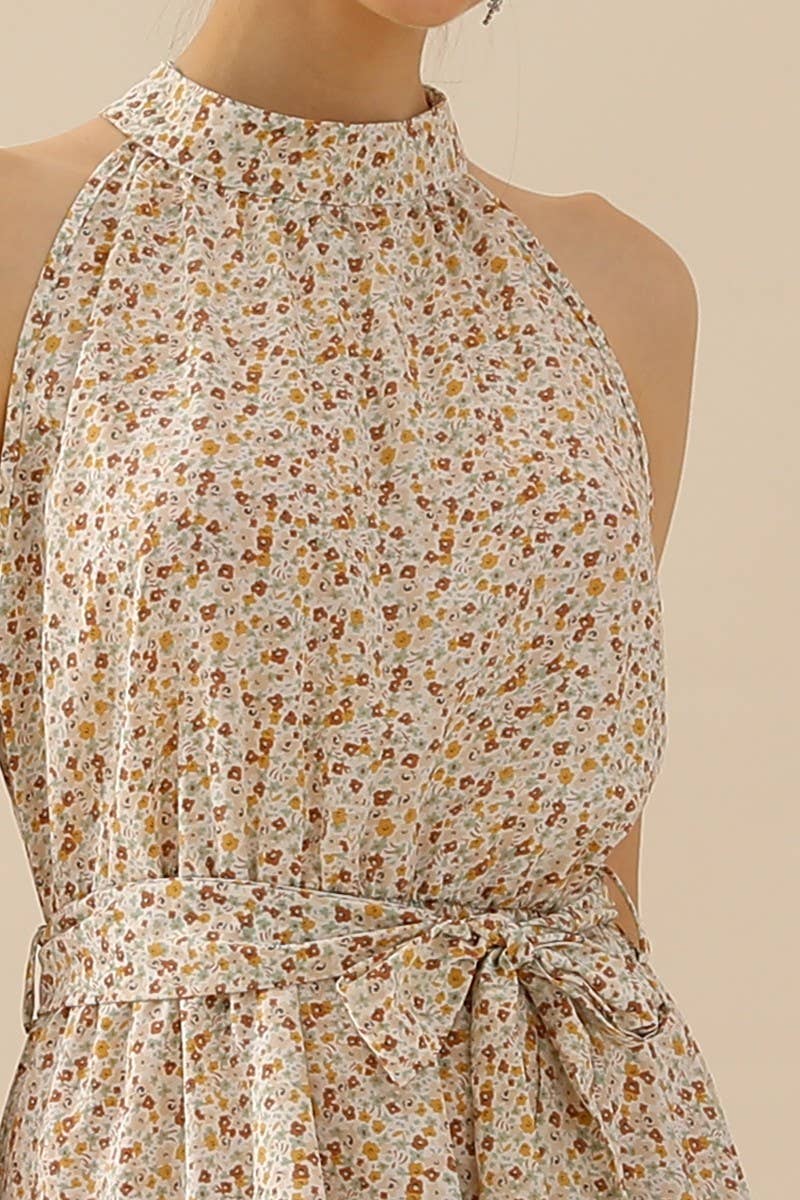 Sedona Floral Halter Dress - Roaming Gypsy Boutique