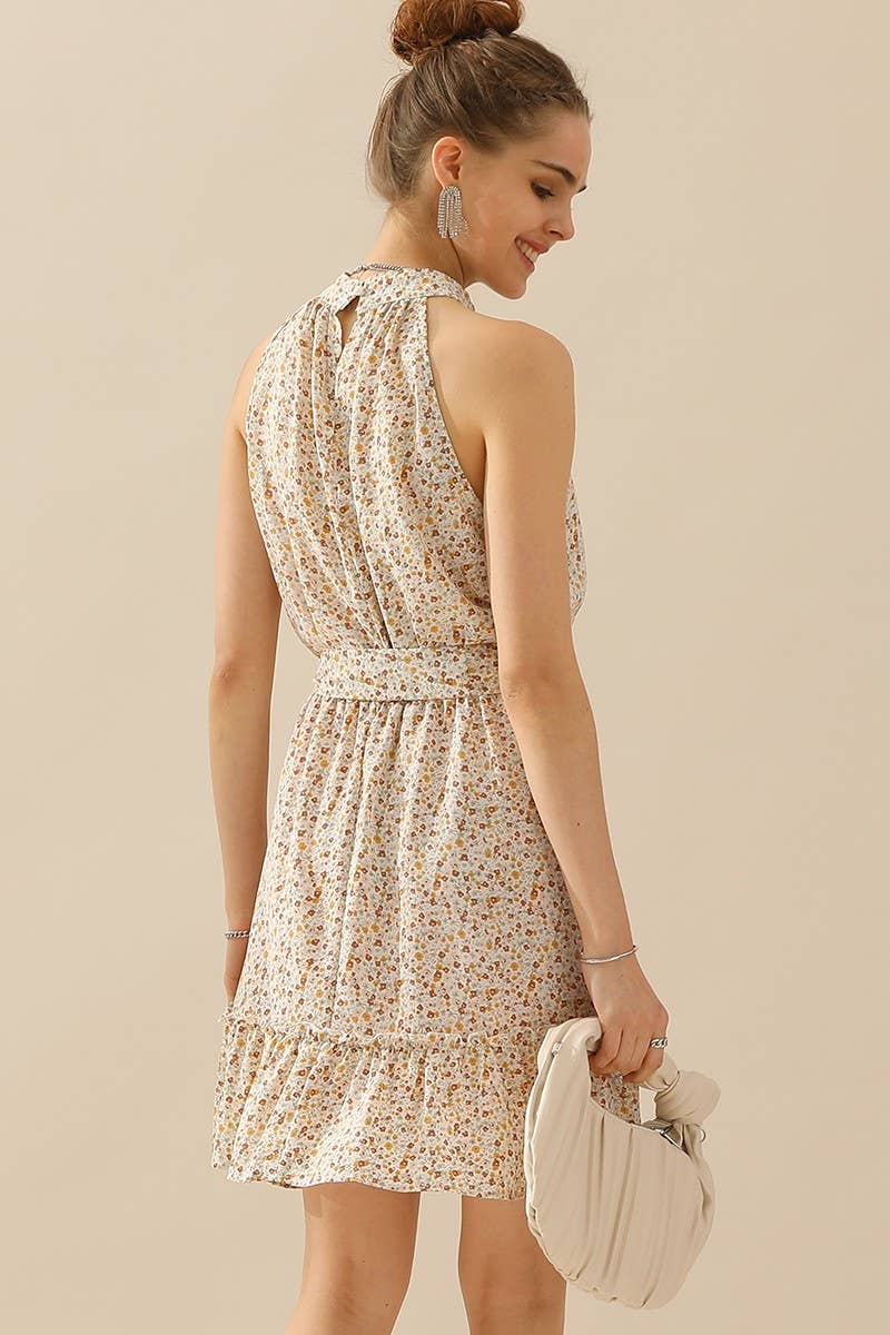 Sedona Floral Halter Dress - Roaming Gypsy Boutique
