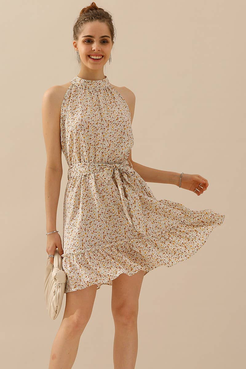 Sedona Floral Halter Dress - Roaming Gypsy Boutique