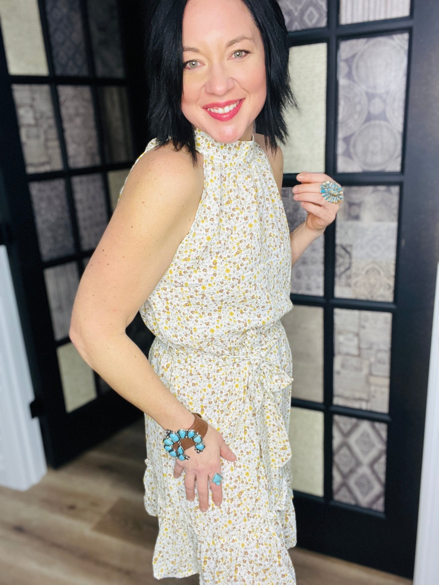 Sedona Floral Halter Dress - Roaming Gypsy Boutique