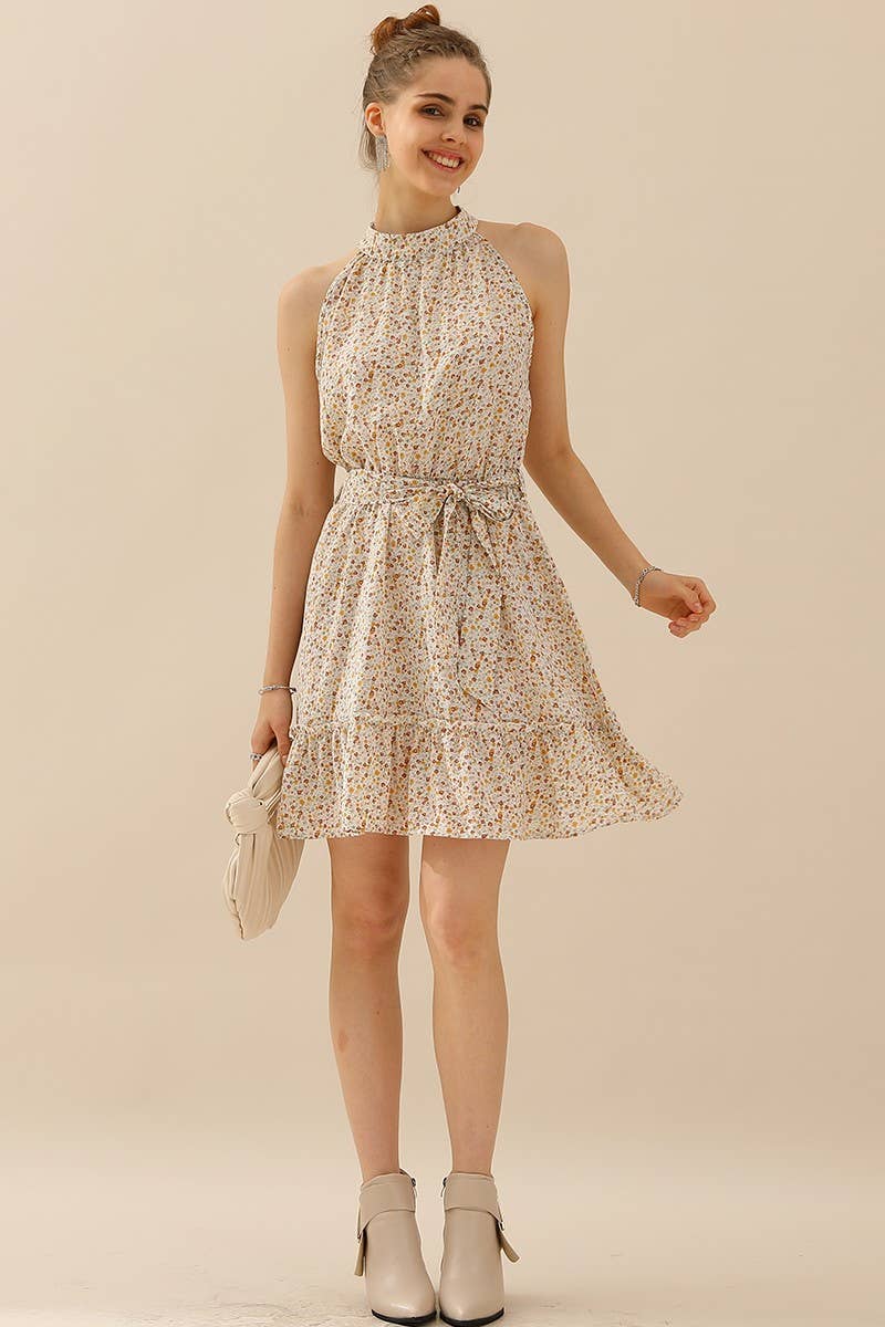 Sedona Floral Halter Dress - Roaming Gypsy Boutique
