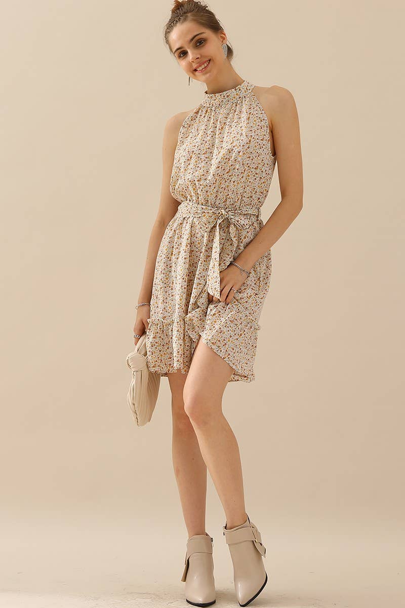 Sedona Floral Halter Dress - Roaming Gypsy Boutique