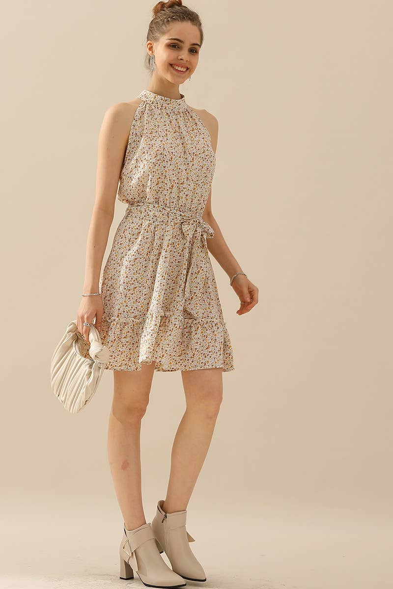 Sedona Floral Halter Dress - Roaming Gypsy Boutique