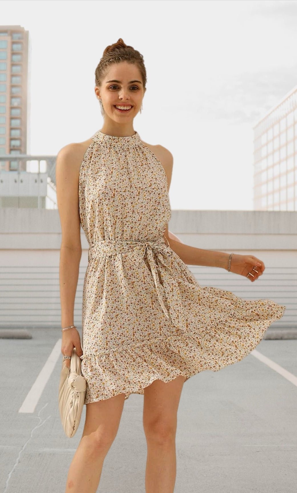 Sedona Floral Halter Dress - Roaming Gypsy Boutique