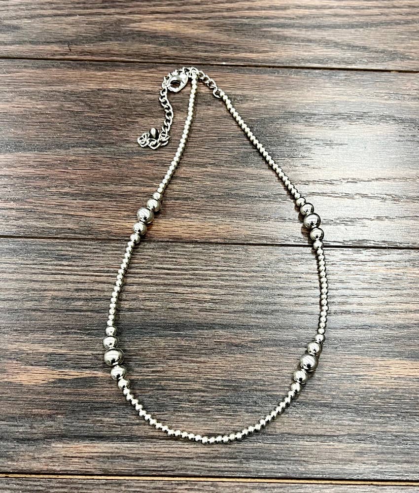 Silver Navajo Bead Necklace - Roaming Gypsy Boutique