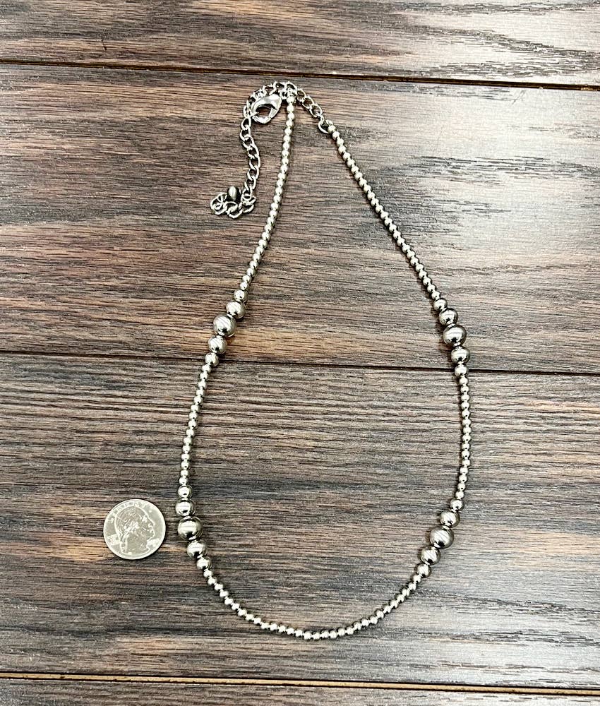 Silver Navajo Bead Necklace - Roaming Gypsy Boutique