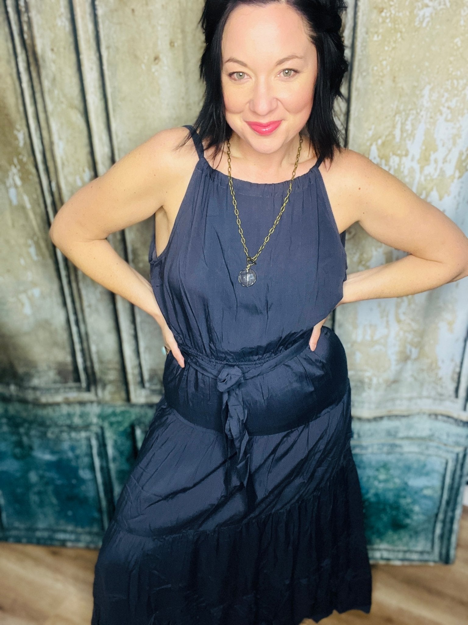 Slate Dreams Tiered Dress - Roaming Gypsy Boutique