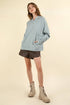 Spring Blue Raw Edge Hoodie - Roaming Gypsy Boutique