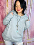 Spring Blue Raw Edge Hoodie - Roaming Gypsy Boutique