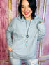 Spring Blue Raw Edge Hoodie - Roaming Gypsy Boutique