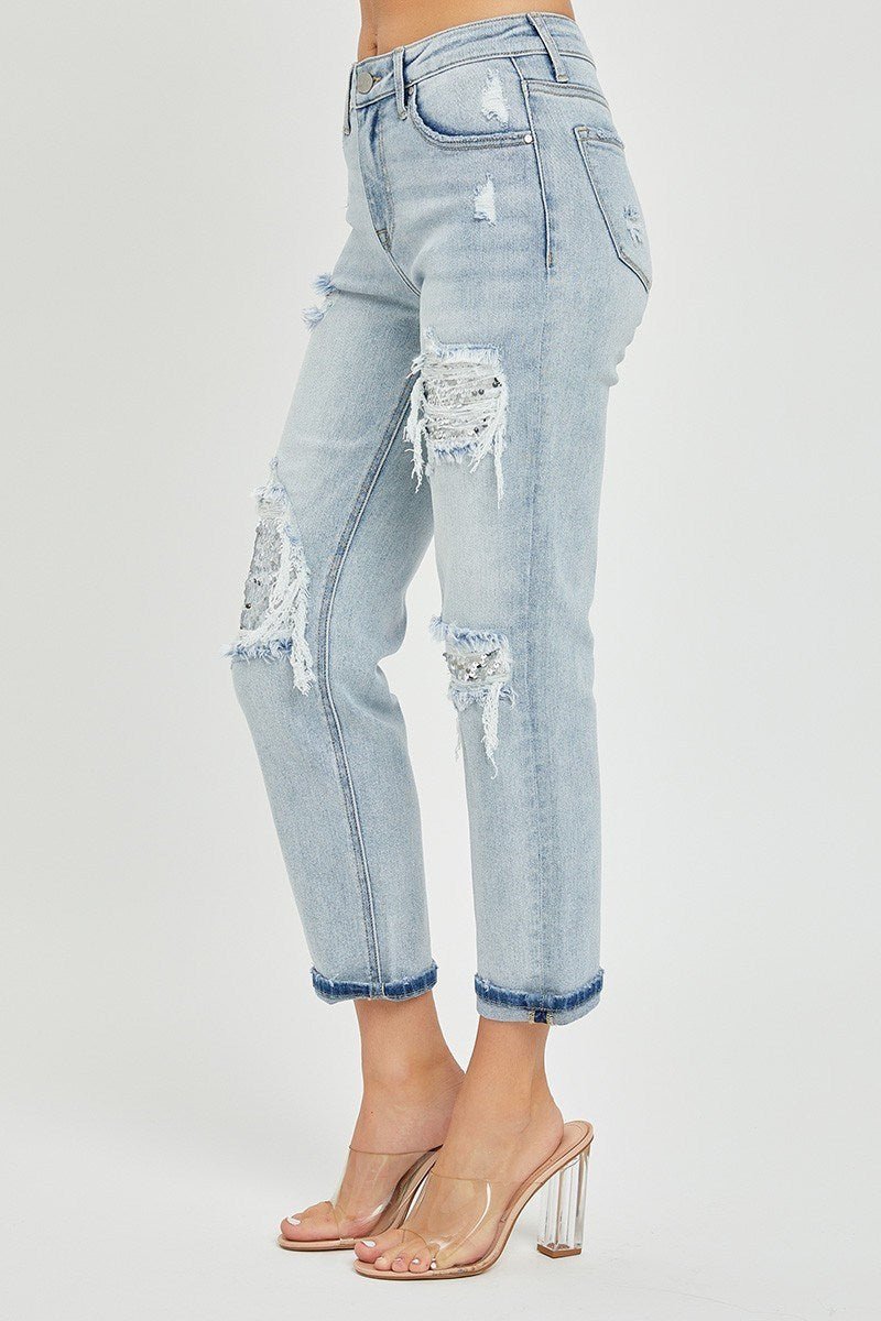 Spring Sparkle Risen Jean - Roaming Gypsy Boutique