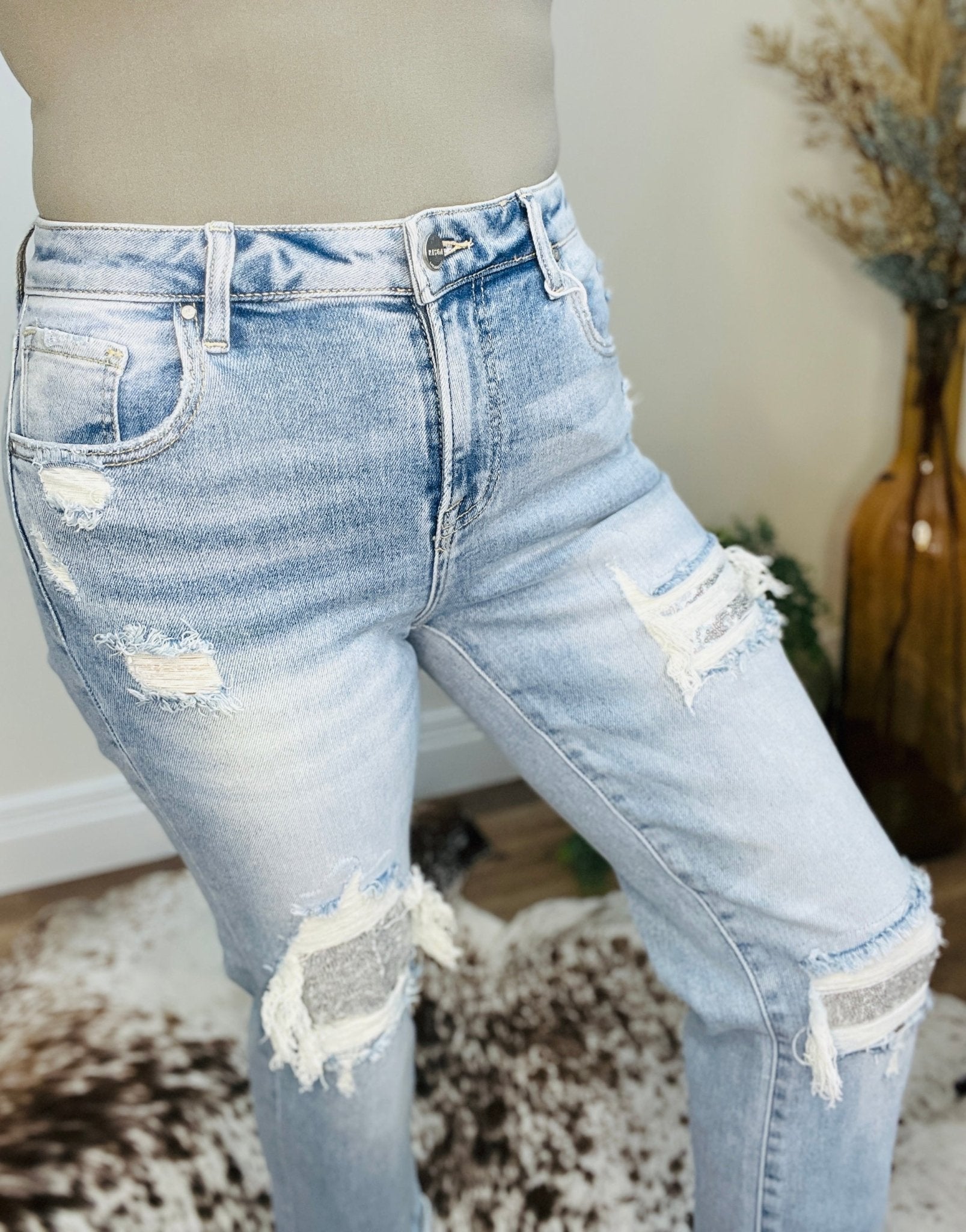 Spring Sparkle Risen Jean - Roaming Gypsy Boutique
