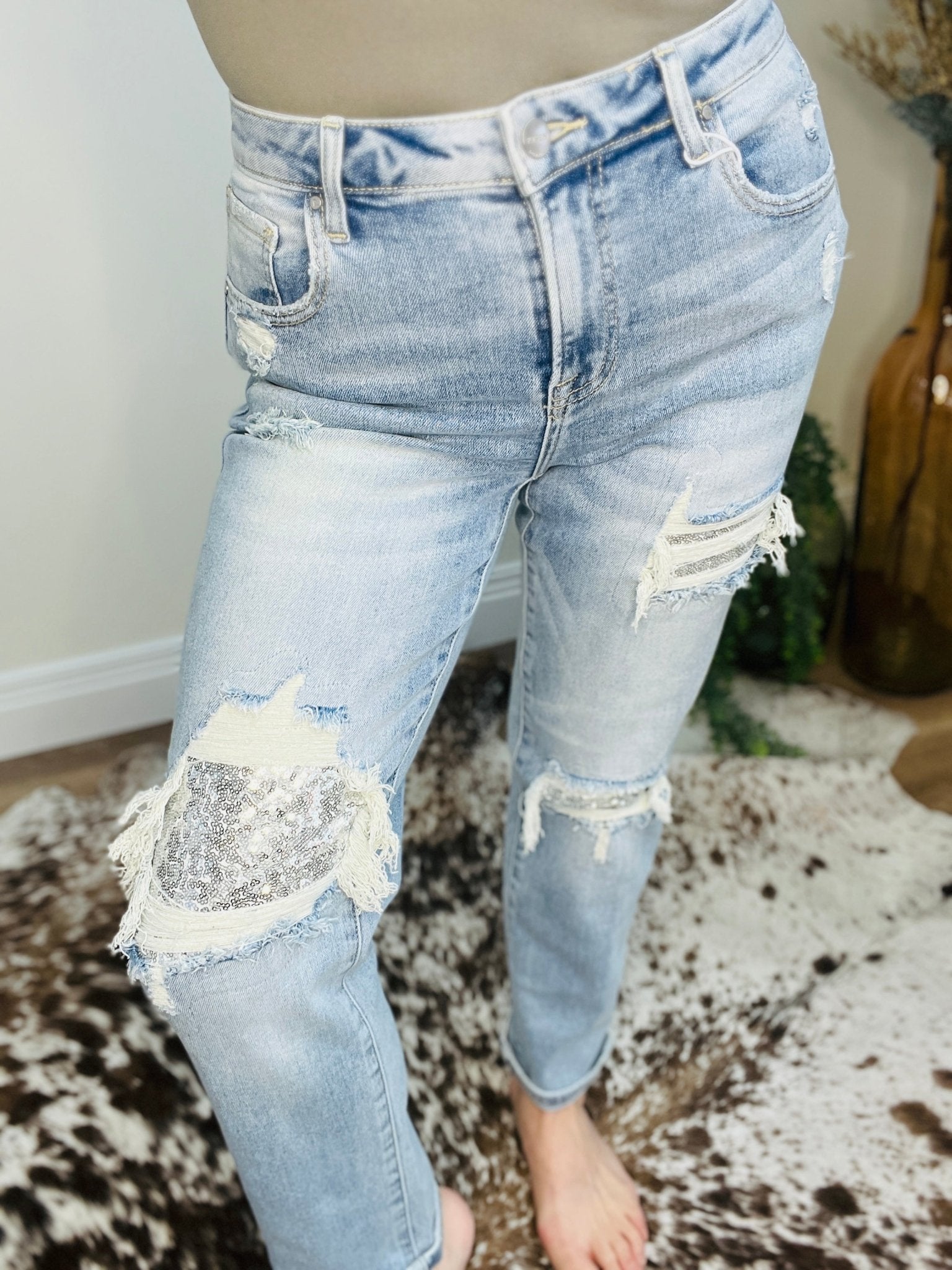 Spring Sparkle Risen Jean - Roaming Gypsy Boutique