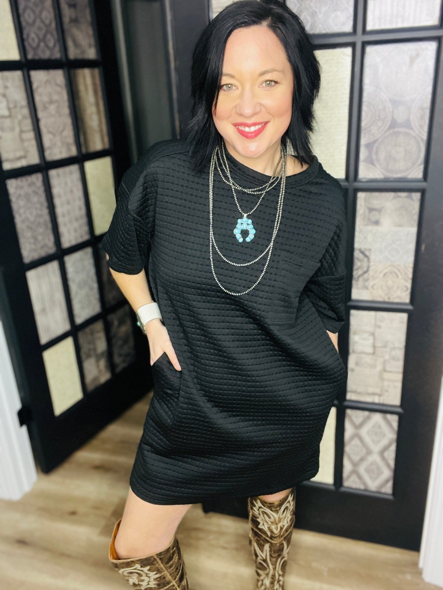Textured Dreams Tee Dress - Roaming Gypsy Boutique