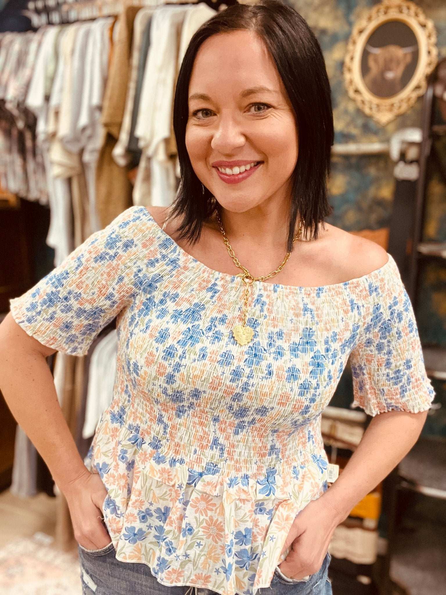 The Essie Floral Top - Roaming Gypsy Boutique