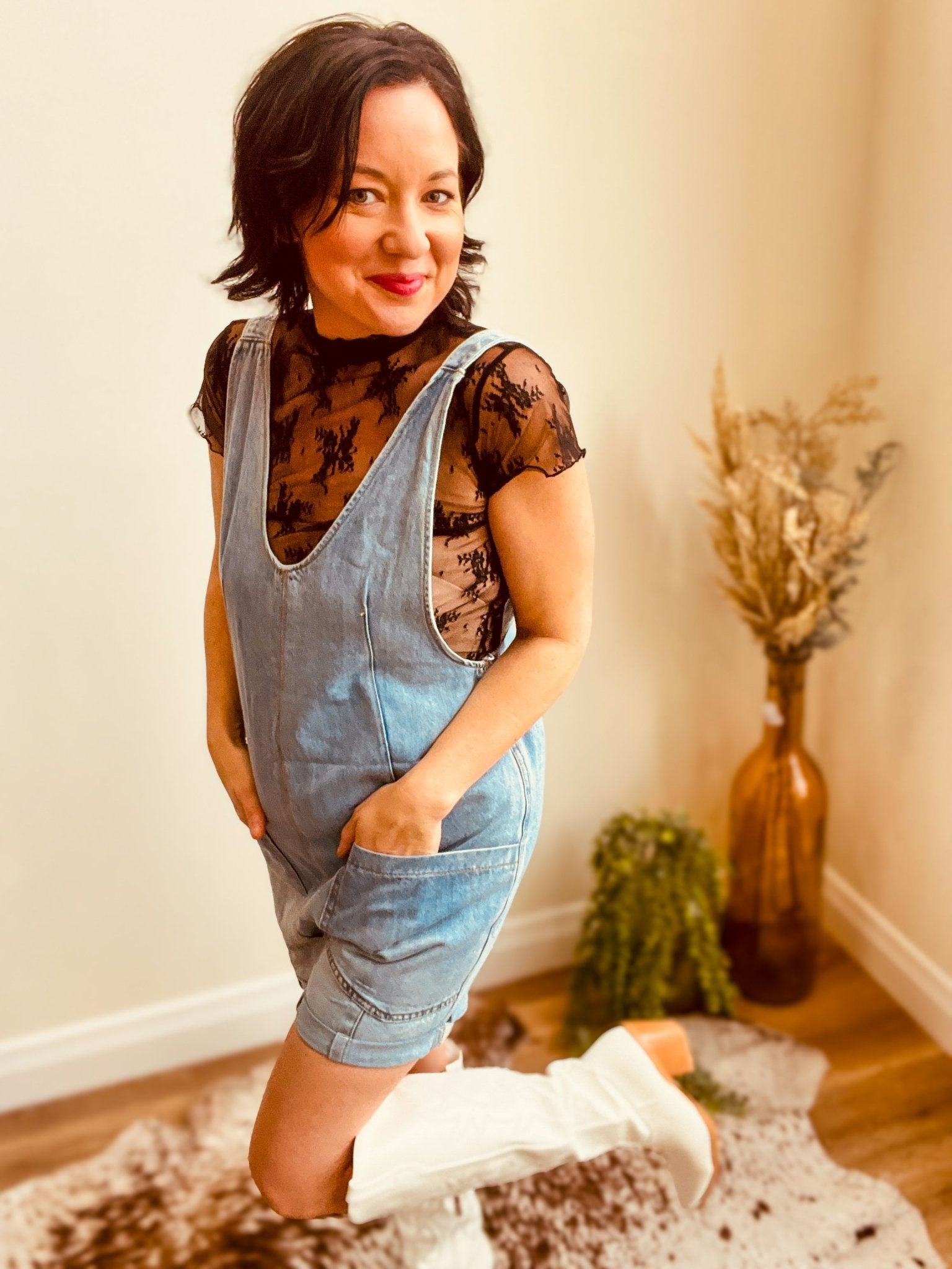 The Maddie Denim Romper - Roaming Gypsy Boutique