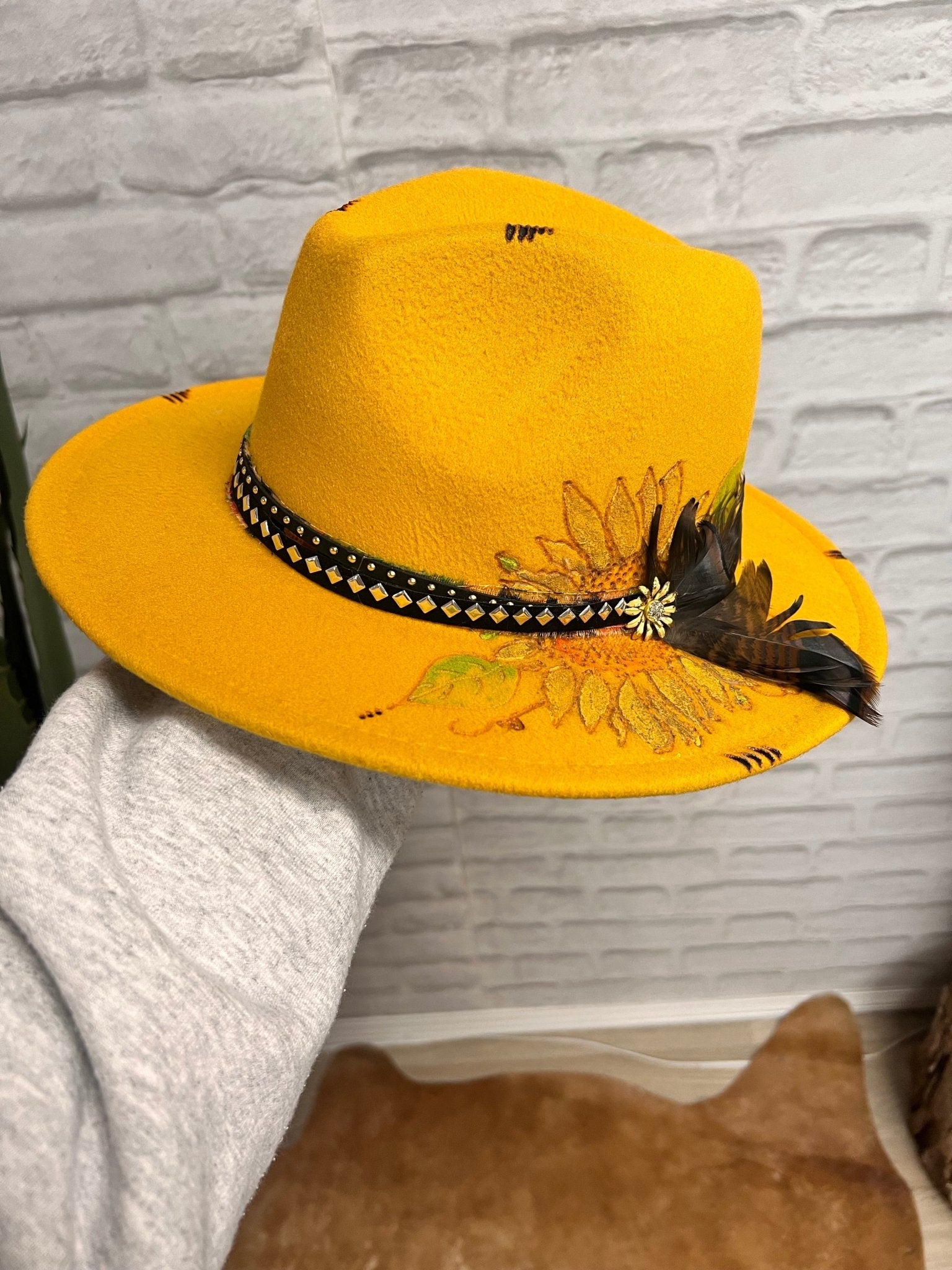 The Mustard Sunflower Fedora - Roaming Gypsy Boutique