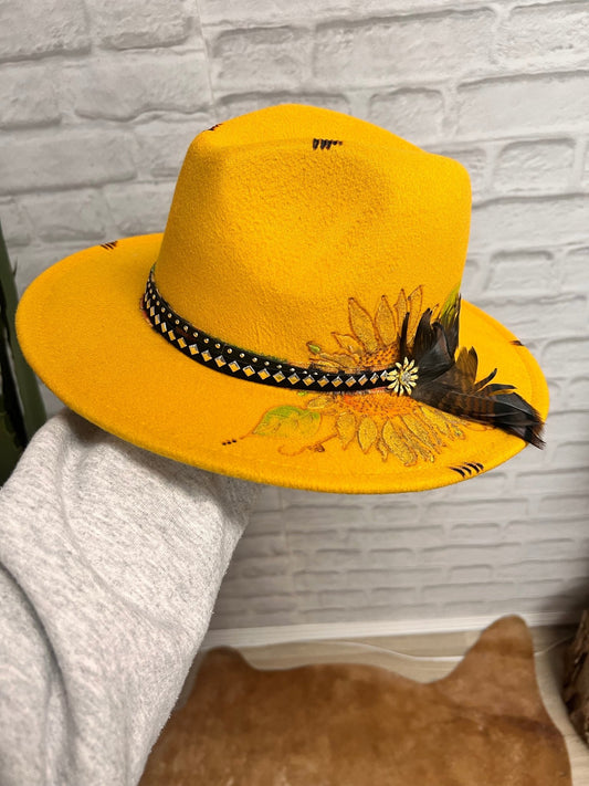 The Mustard Sunflower Fedora - Roaming Gypsy Boutique