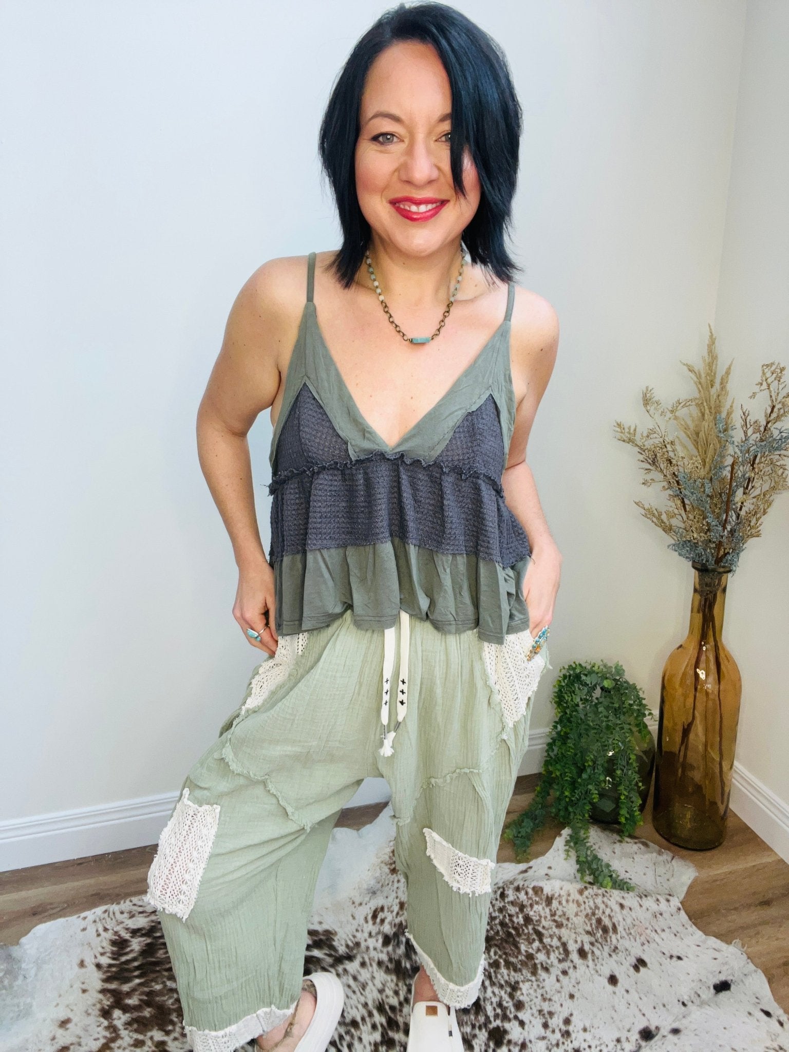 Thunderstruck Waffle Rocker Tank - Roaming Gypsy Boutique