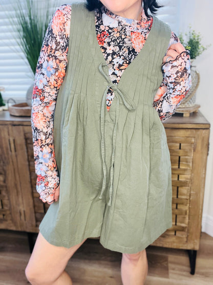 Tied Romper with Pockets - Roaming Gypsy Boutique