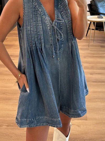 Tied Romper with Pockets - Roaming Gypsy Boutique