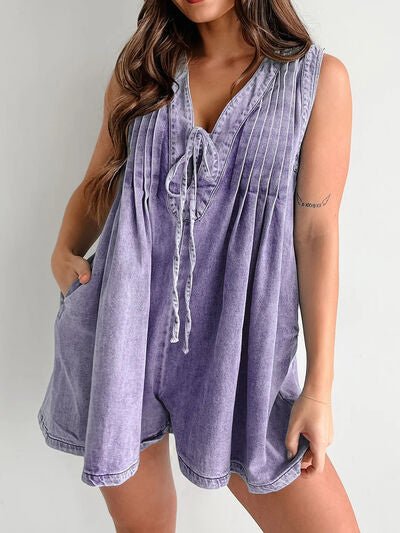 Tied Romper with Pockets - Roaming Gypsy Boutique