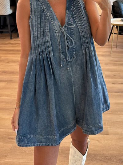 Tied Romper with Pockets - Roaming Gypsy Boutique