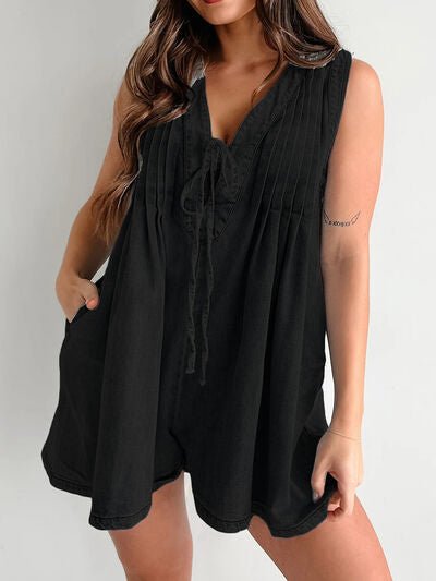 Tied Romper with Pockets - Roaming Gypsy Boutique