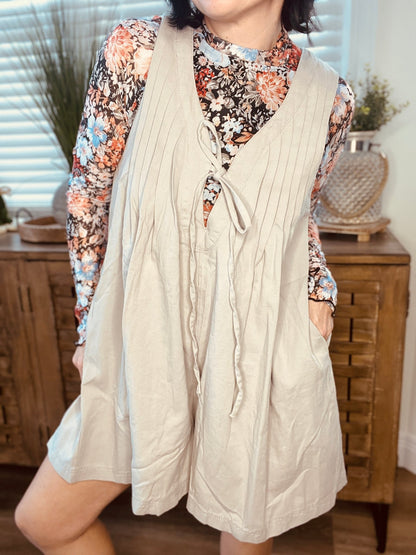 Tied Romper with Pockets - Roaming Gypsy Boutique