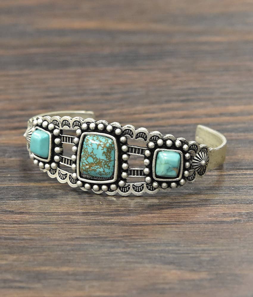 Tropez Turquoise Cuff Bracelet - Roaming Gypsy Boutique