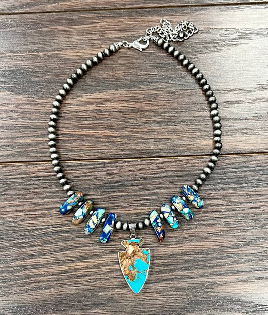 True Turq Arrowhead Gemstone Necklace - Roaming Gypsy Boutique
