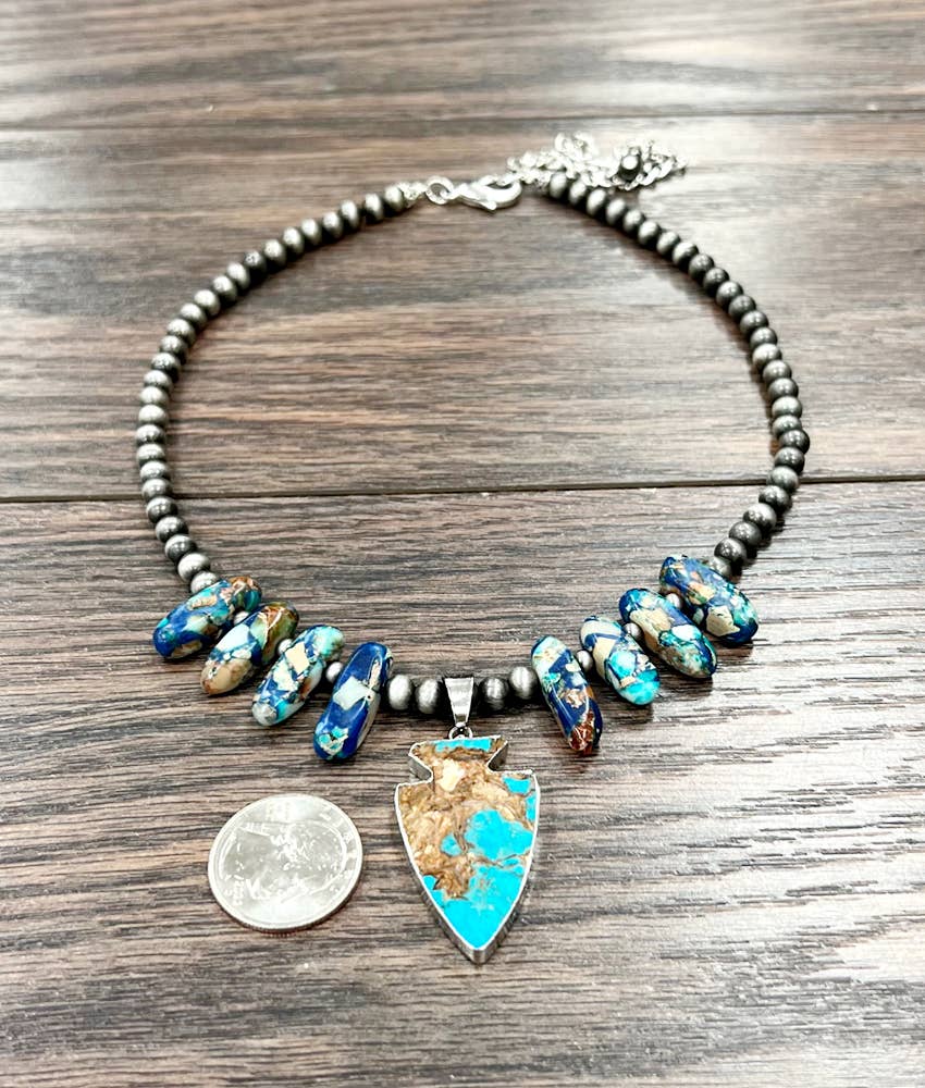 True Turq Arrowhead Gemstone Necklace - Roaming Gypsy Boutique