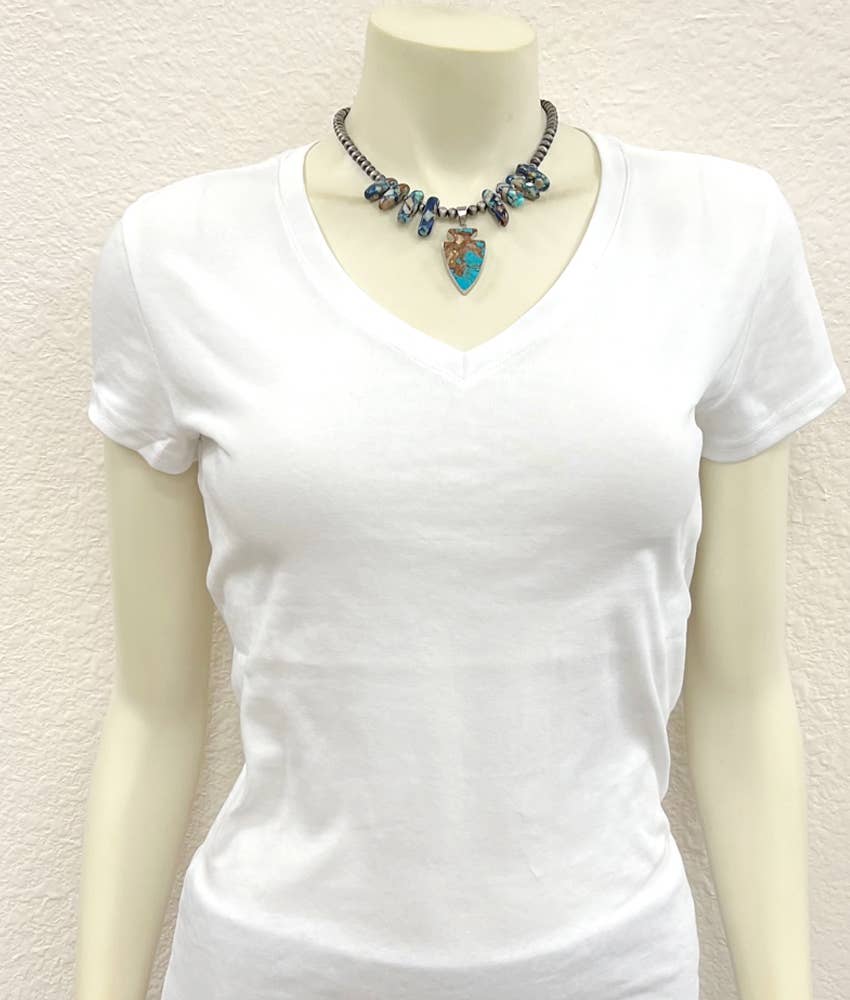 True Turq Arrowhead Gemstone Necklace - Roaming Gypsy Boutique