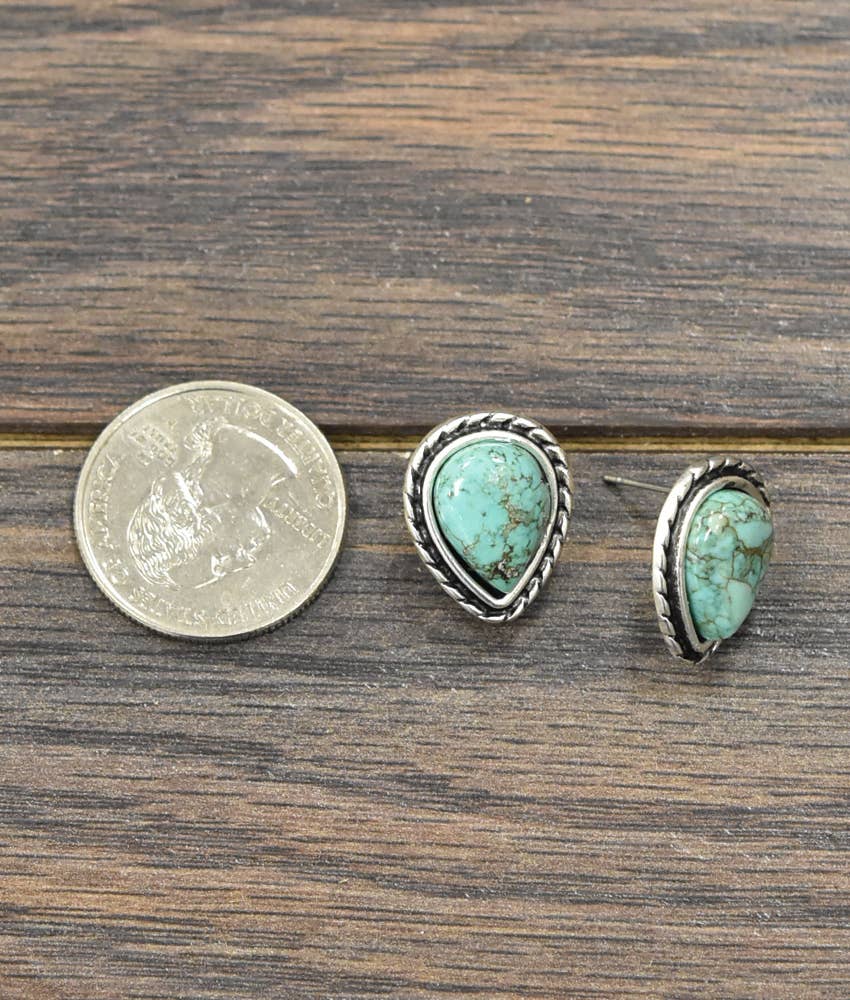 True Turq Droplet Stud Earrings - Roaming Gypsy Boutique