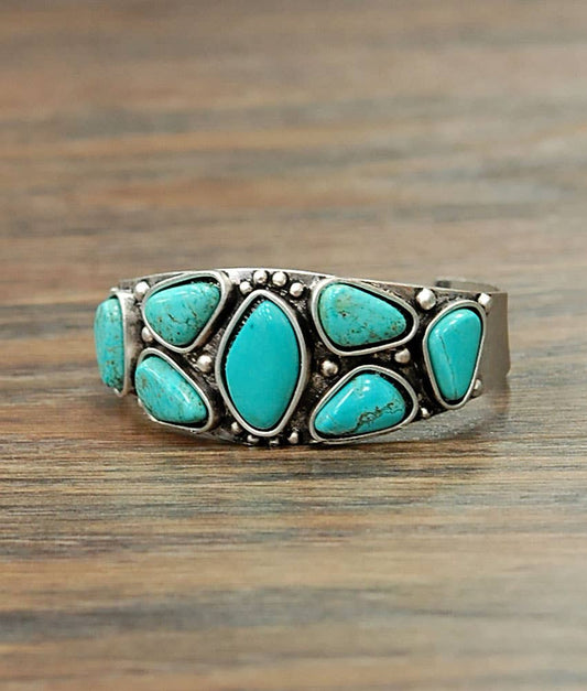 True Turq Multi Stone Cuff Bracelet - Roaming Gypsy Boutique