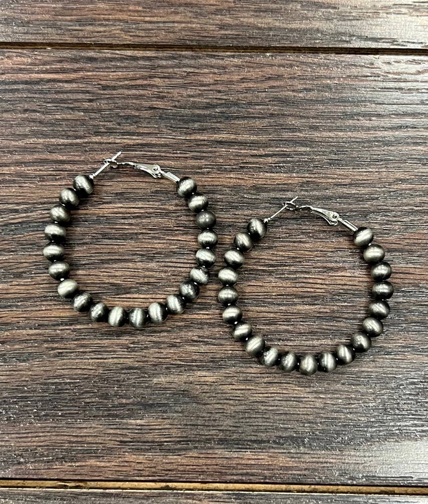 True Turq Navajo Bead Hoop Earrings - Roaming Gypsy Boutique