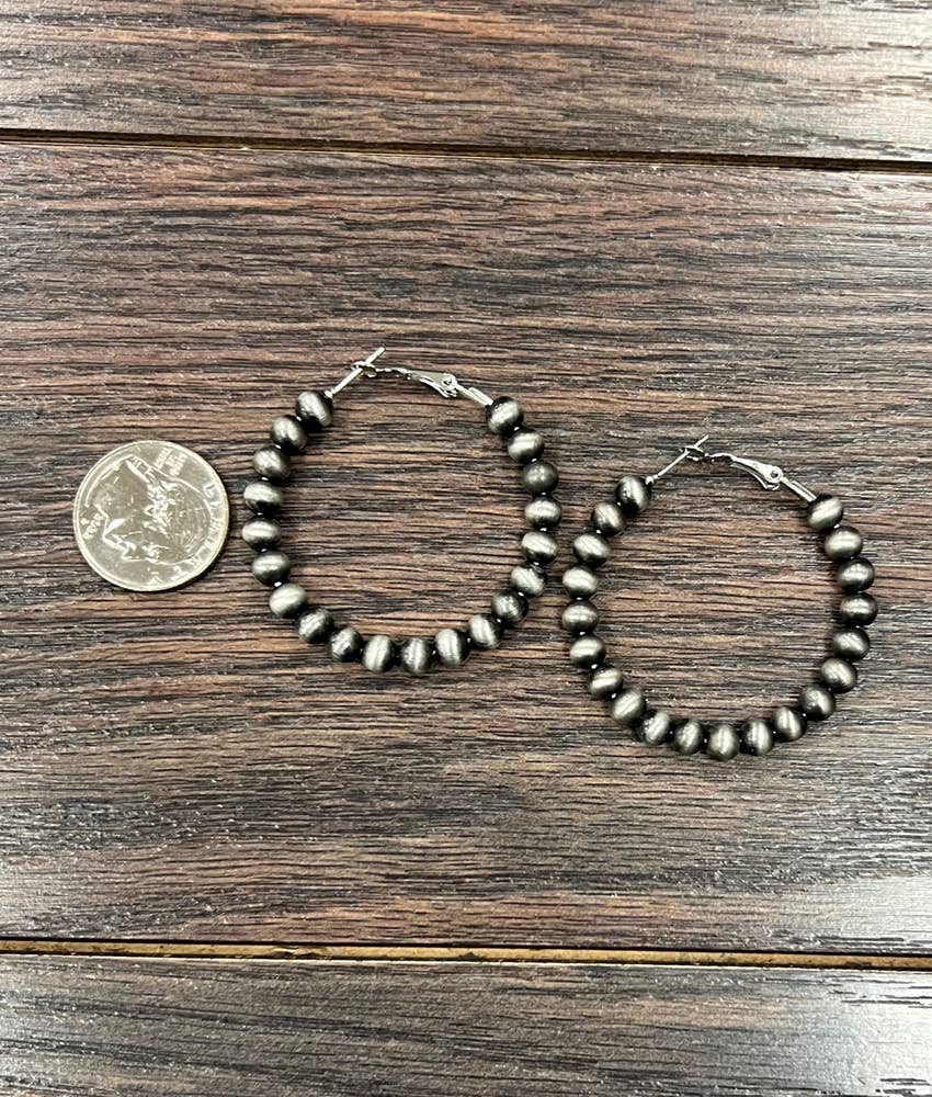 True Turq Navajo Bead Hoop Earrings - Roaming Gypsy Boutique
