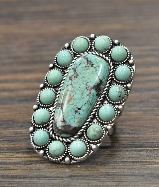 True Turq Navajo Turquoise Adjustable Ring - Roaming Gypsy Boutique