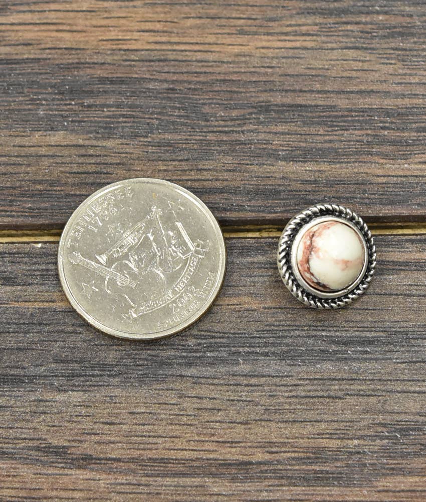 True Turq White Stud Earrings - Roaming Gypsy Boutique