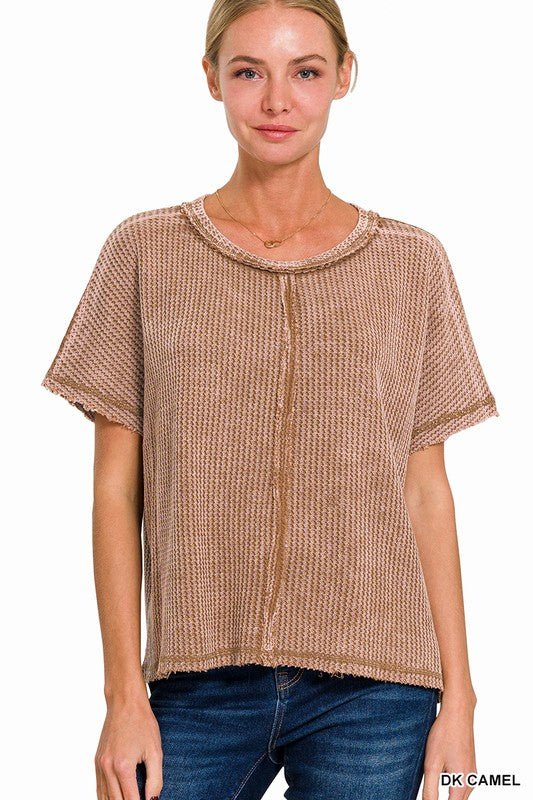 Tulsa Sands Waffle Top - Roaming Gypsy Boutique