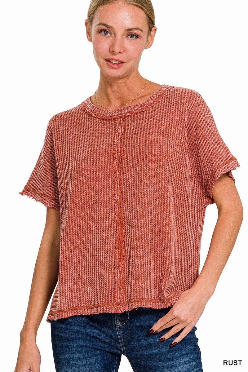 Tulsa Sands Waffle Top - Roaming Gypsy Boutique