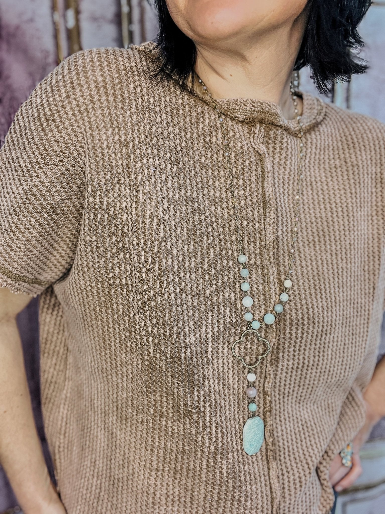 Tulsa Sands Waffle Top - Roaming Gypsy Boutique