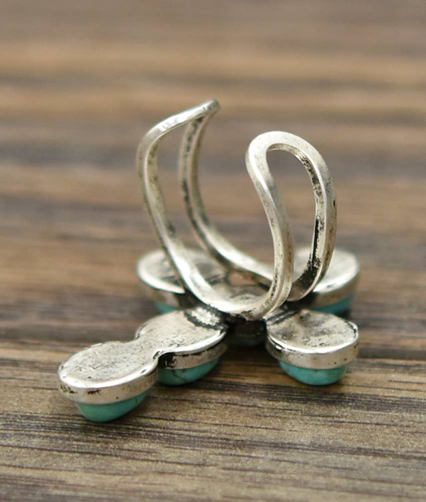 Turquoise Cross Adjustable Ring - Roaming Gypsy Boutique