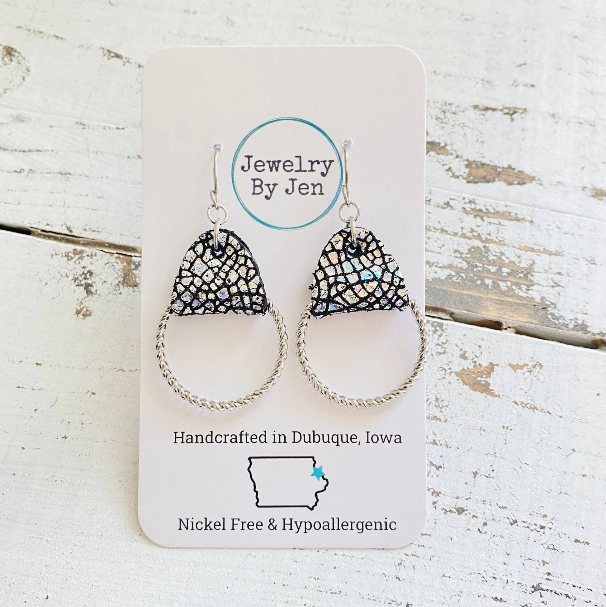 Twisted Hoop Earrings: Silver Cracked Ice - Roaming Gypsy Boutique