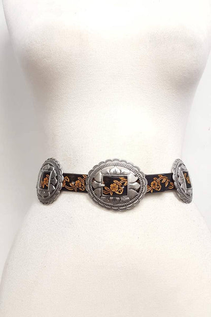 Vintage Floral Concho Belt S/M - Roaming Gypsy Boutique