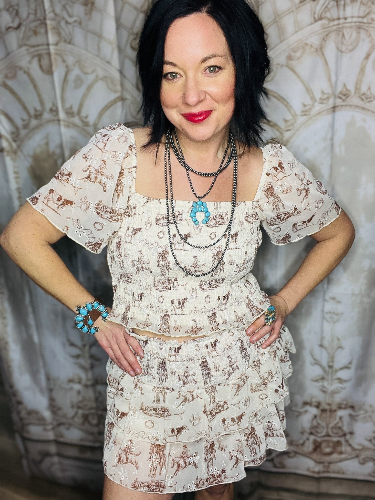 Western Scene Skort Set - Roaming Gypsy Boutique