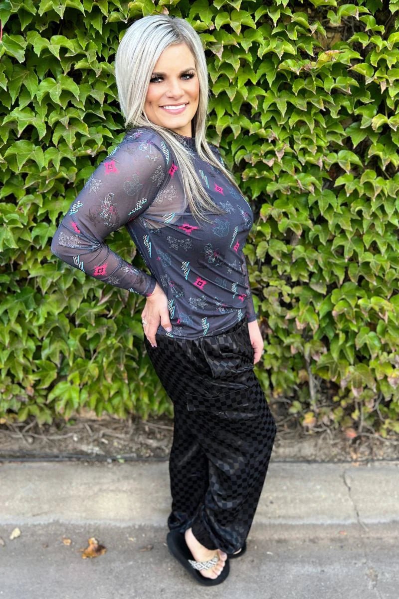 Western Struck Mesh Top - Roaming Gypsy Boutique