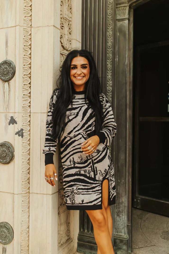Western Wild Sweater Dress - Roaming Gypsy Boutique
