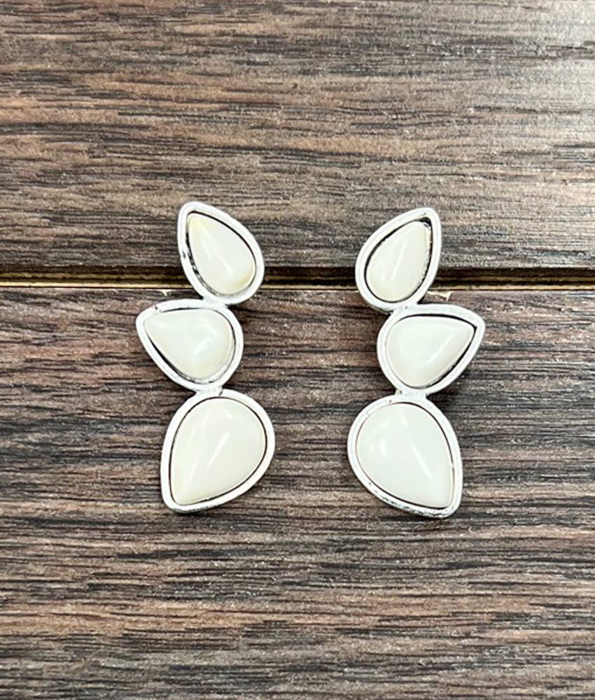 White Turquoise Stud Earrings - Roaming Gypsy Boutique